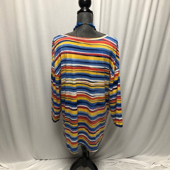 Westbound Top Womens Size XXL Red White Blue Yellow Stripe Tunic - Picture 4 of 6